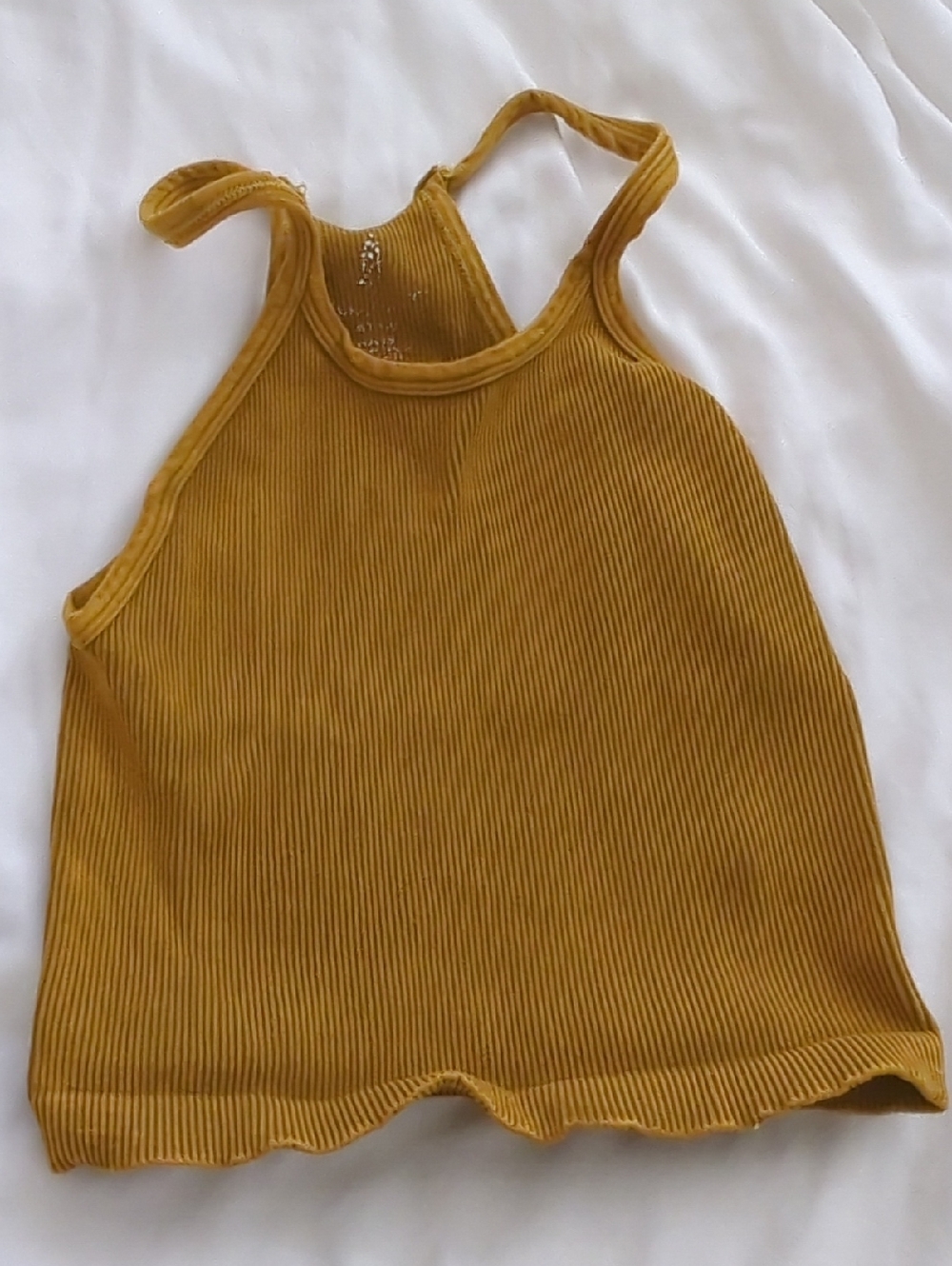 Free People Mustard Ribbed Halter Tank M/L